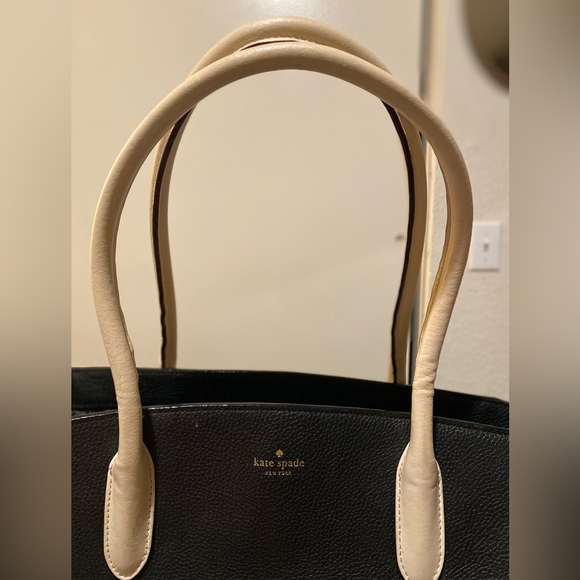 Kate Spade Forster Caroline Lane Bag Black Leather Tote - Black & Ivory - Picture 3 of 9